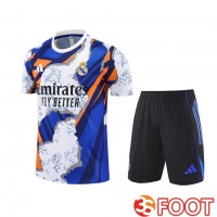 Ensemble Training T-Shirts Real Madrid + Shorts Blanc Bleu 2025/2026