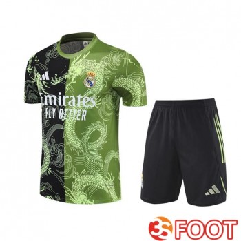 Ensemble Training T-Shirts Real Madrid + Shorts Noir Vert 2025/2026