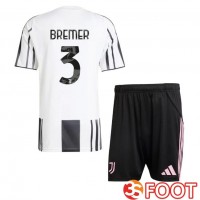 Maillot De Foot Juventus (BREMER 3) Enfant Domicile Noir Blanc 2025/2026