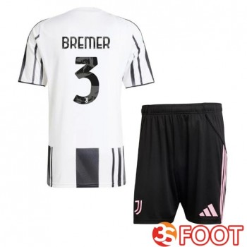Maillot De Foot Juventus (BREMER 3) Enfant Domicile Noir Blanc 2025/2026