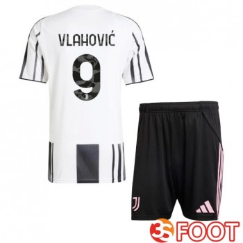 Maillot De Foot Juventus (VLAHOVIĆ 9) Enfant Domicile Noir Blanc 2025/2026