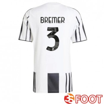 Maillot De Foot Juventus (BREMER 3) Domicile Noir Blanc 2025/2026