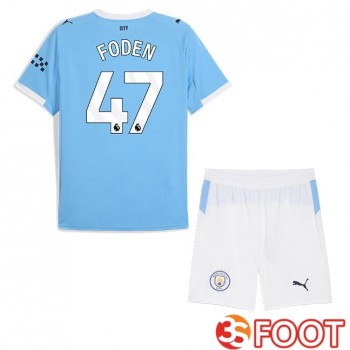 Maillot De Foot Manchester City (Phil Foden 47) Enfant Domicile Bleu 2025/2026