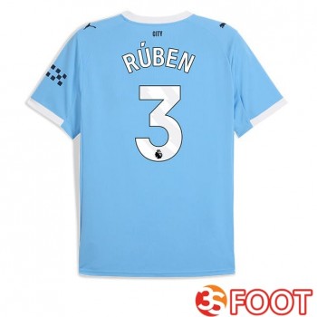 Maillot De Foot Manchester City (Ruben Dias 3) Domicile Bleu 2025/2026