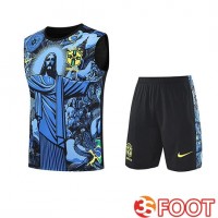 Gilet Foot Brésil Enfant Bleu/Noir 2025/2026