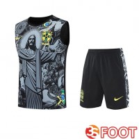 Gilet Foot Brésil Enfant Gris/Noir 2025/2026