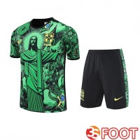 Ensemble Training T-Shirts Brésil Enfant Vert/Noir 2025/2026