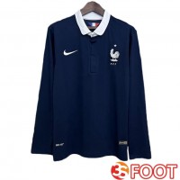Maillot De Foot France Retro Domicile Manche Longue Bleu Royal 2014