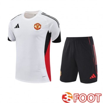 Ensemble Training T-Shirts Manchester United Enfant Blanc/Noir/Rouge 2025/2026