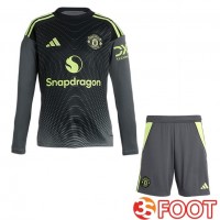 Maillot De Foot Manchester United Enfant Gardien De but Manche longue Noir 2025/2026