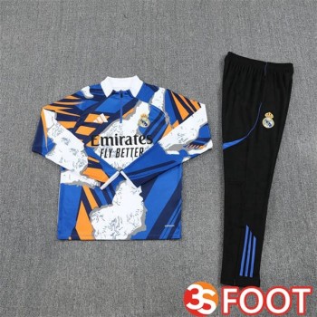 Ensemble Survetement De Foot Real Madrid Bleu Blanc 2025/2026