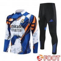 Ensemble Survetement De Foot Real Madrid Bleu Blanc 2025/2026