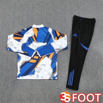 Ensemble Survetement De Foot Real Madrid Bleu Blanc 2025/2026