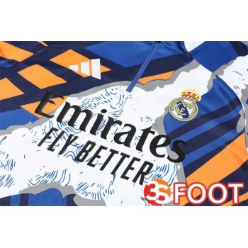 Ensemble Survetement De Foot Real Madrid Bleu Blanc 2025/2026