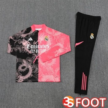 Ensemble Survetement De Foot Real Madrid Rose Noir 2025/2026