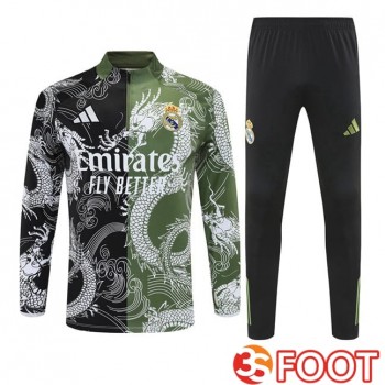 Ensemble Survetement De Foot Real Madrid Noir Vert 2025/2026