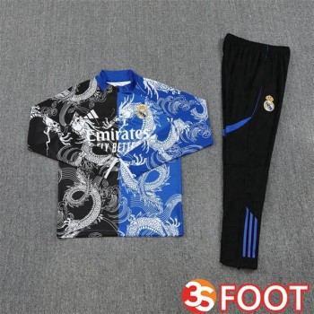 Ensemble Survetement De Foot Real Madrid Noir Bleu 2025/2026