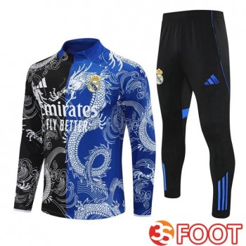 Ensemble Survetement De Foot Real Madrid Noir Bleu 2025/2026