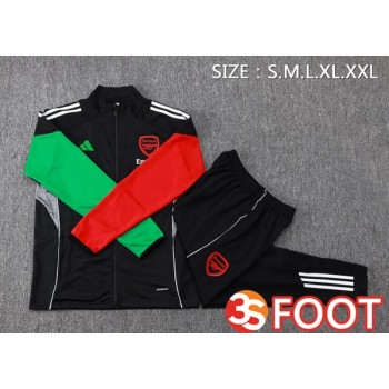 Ensemble Veste Survetement De Foot Arsenal Noir Rouge Vert 2025/2026