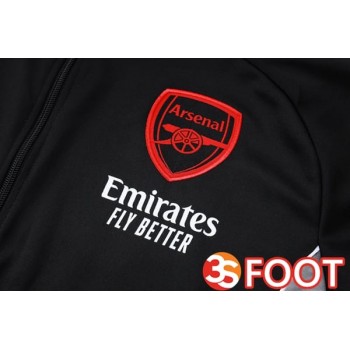 Ensemble Veste Survetement De Foot Arsenal Noir Rouge Vert 2025/2026