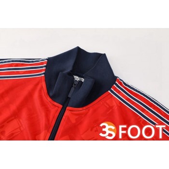 Ensemble Veste Survetement De Foot Arsenal Rouge Bleu Royal 2025/2026