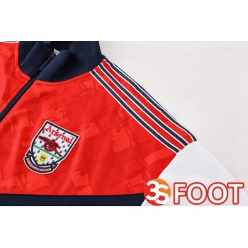 Ensemble Veste Survetement De Foot Arsenal Rouge Bleu Royal 2025/2026