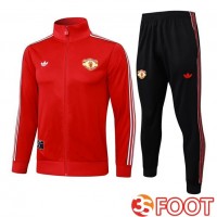 Ensemble Veste Survetement De Foot Manchester United Rouge 2025/2026