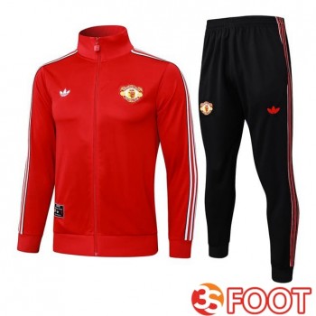 Ensemble Veste Survetement De Foot Manchester United Rouge 2025/2026