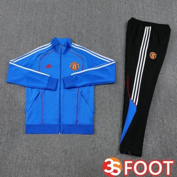 Ensemble Veste Survetement De Foot Manchester United Bleu 2025/2026