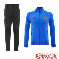 Ensemble Veste Survetement De Foot Manchester United Bleu 2025/2026