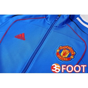 Ensemble Veste Survetement De Foot Manchester United Bleu 2025/2026