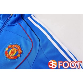 Ensemble Veste Survetement De Foot Manchester United Bleu 2025/2026