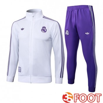 Ensemble Veste Survetement De Foot Real Madrid Blanc 2025/2026