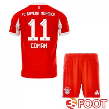Maillot De Foot Bayern Munich (Coman 11) Enfant Domicile Rouge 2025/2026