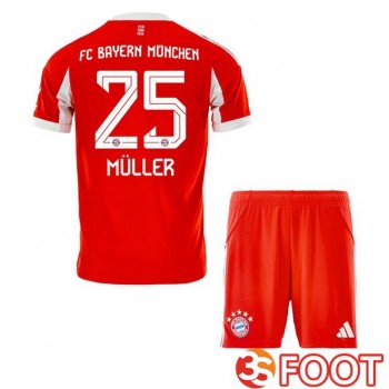 Maillot De Foot Bayern Munich (Müller 25) Enfant Domicile Rouge 2025/2026