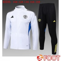 Ensemble Veste Survetement De Foot Manchester United Enfant Blanc 2025/2026