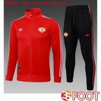 Ensemble Veste Survetement De Foot Manchester United Enfant Rouge 2025/2026