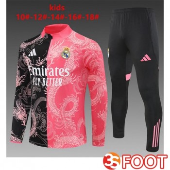 Ensemble Survetement De Foot Real Madrid Enfant Rose Noir 2025/2026