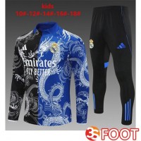 Ensemble Survetement De Foot Real Madrid Enfant Noir Bleu 2025/2026