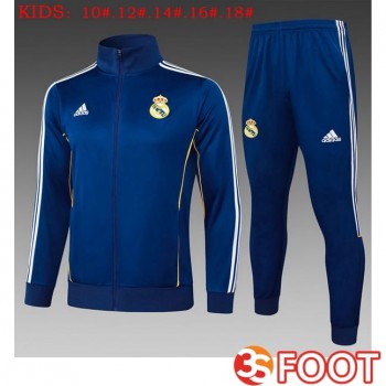 Ensemble Veste Survetement De Foot Real Madrid Enfant Bleu Royal 2025/2026