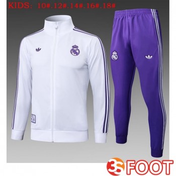 Ensemble Veste Survetement De Foot Real Madrid Enfant Blanc 2025/2026