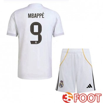 Maillot De Foot Real Madrid (Mbappé 9) Enfant Domicile Blanc 2025/2026