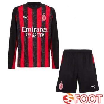 Maillot De Foot AC Milan Enfant Domicile Manche longue Rouge Noir 2025/2026