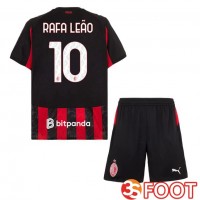 Maillot De Foot AC Milan (Rafa Leão 10) Enfant Domicile Rouge Noir 2025/2026 Maillot De Foot AC Milan (Rafa Leão 10) Enfant Domicile Rouge Noir 2025/2026