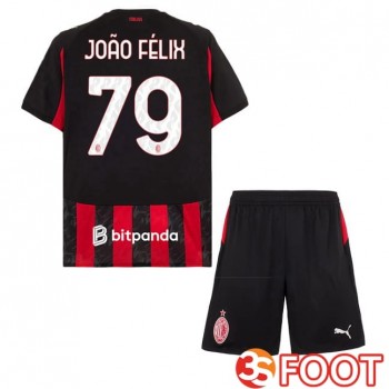 Maillot De Foot AC Milan (João Félix 79) Enfant Domicile Rouge Noir 2025/2026