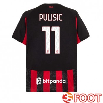 Maillot De Foot AC Milan (Pulisic 11) Domicile Rouge Noir 2025/2026