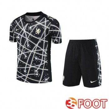 Ensemble Training T-Shirts FC Chelsea Enfant Noir/Blanc 2025/2026