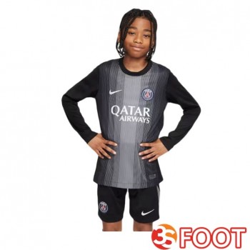 Maillot De Foot Paris PSG Enfant Gardien De but Manche longue Noir 2025/2026