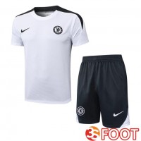 Ensemble Training T-Shirts FC Chelsea + Shorts Blanc 2025/2026