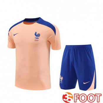Ensemble Training T-Shirts France + Shorts Rose 2025/2026